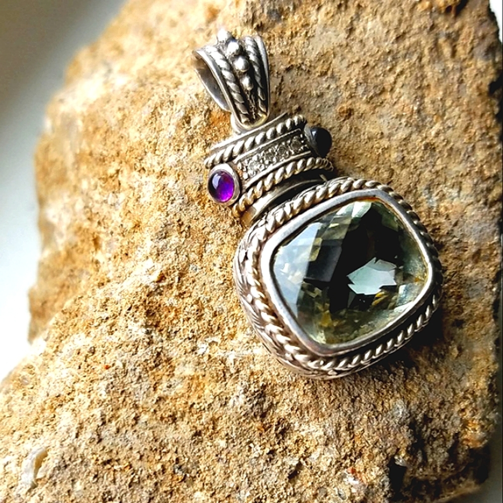 DIAMOND, AMETHYST & CITRINE DROP